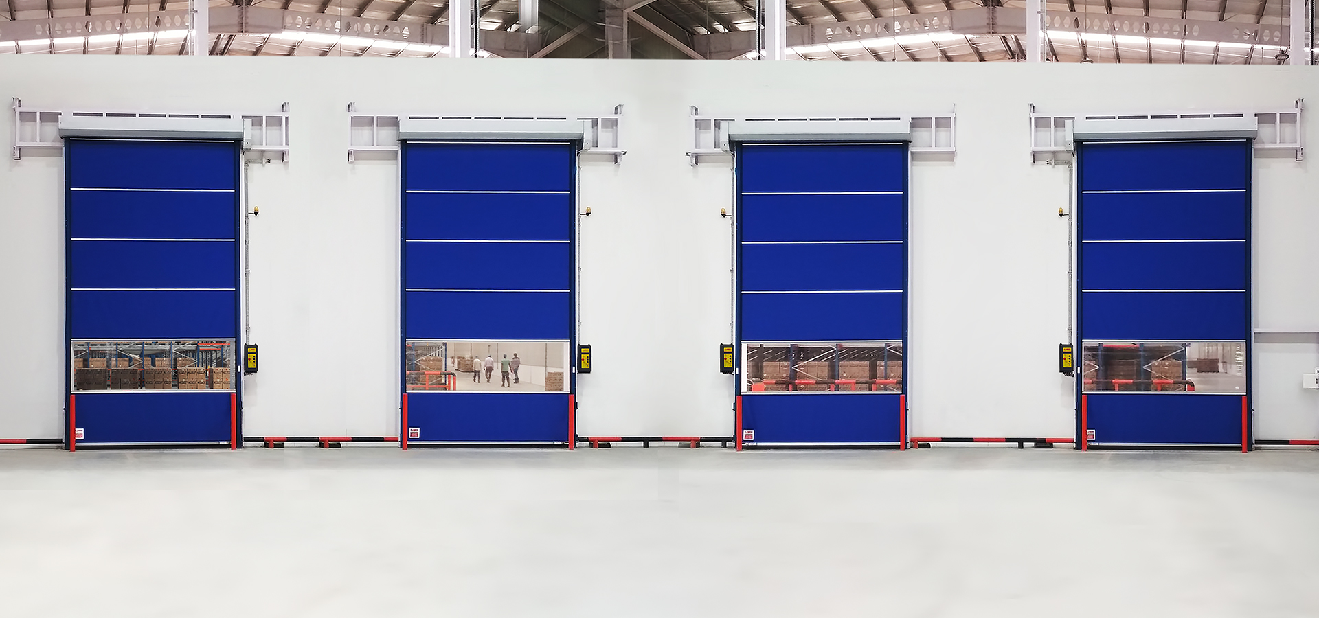 Image of a high-speed roll-up door in an industrial setting